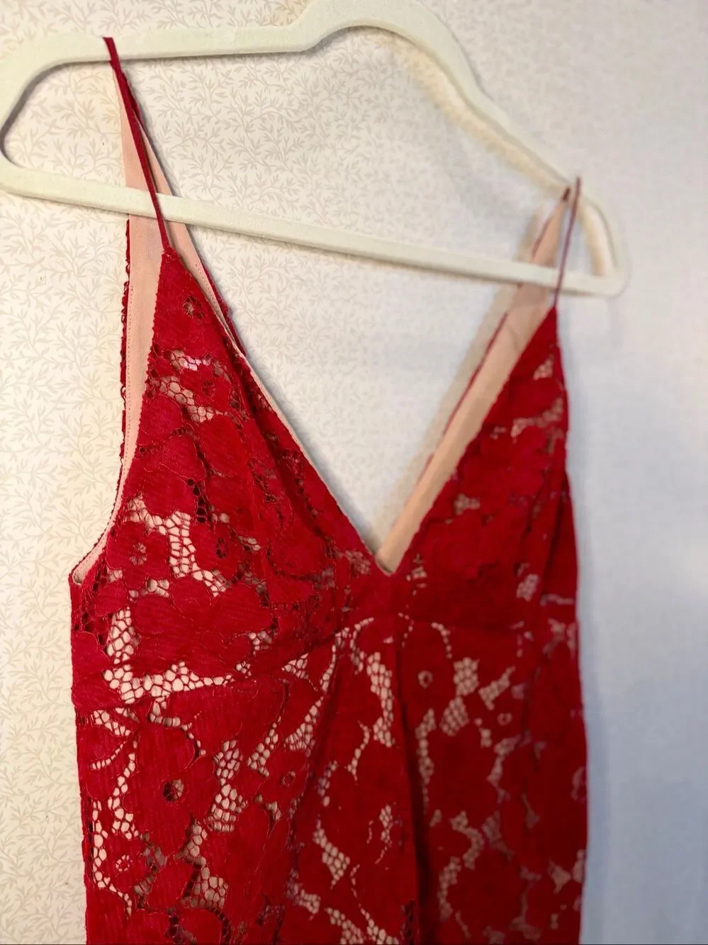 Free People red lace floral mini dress